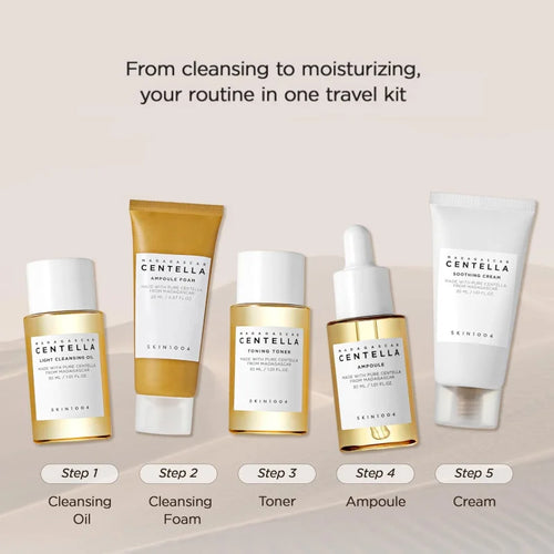 Korean Centella Mini Skincare Travel Set – Hydrating & Soothing 5pcs Kit